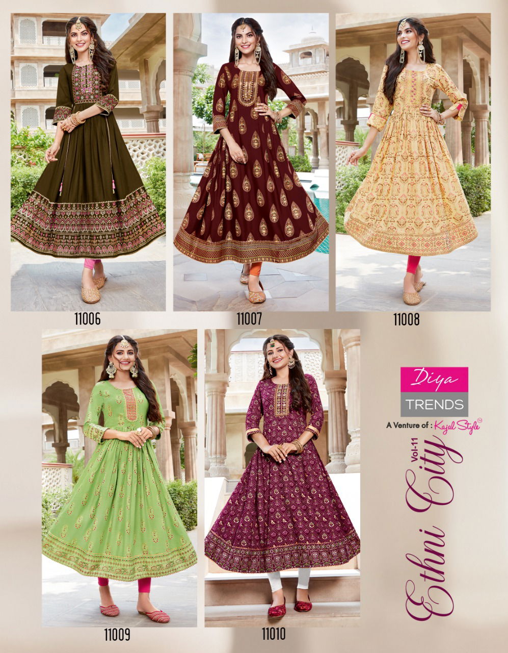 Ethnicity 11 Fancy Designer Festive Wear Rayon Fancy Embroidery Kurtis Collection